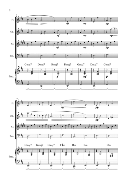 Gymnopédie no 1 | Woodwind Quartet | Original Key | Chords | Piano accompaniment |Easy intermediate image number null