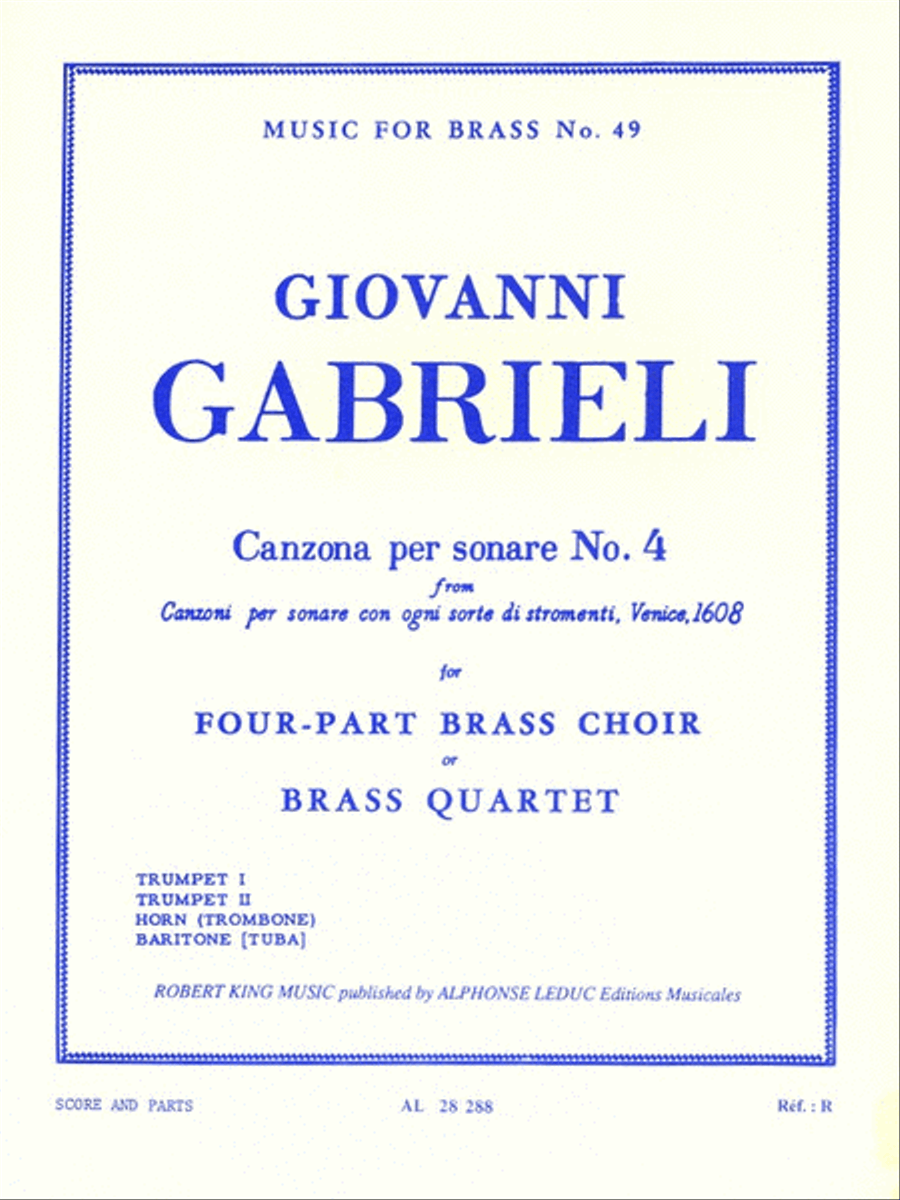 Canzona Per Sonare No. 4, For Four-part Brass Choir Or Brass Quarte 4-Part scores gallery preview page 1