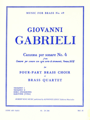 Book cover for Canzona Per Sonare No. 4, For Four-part Brass Choir Or Brass Quarte