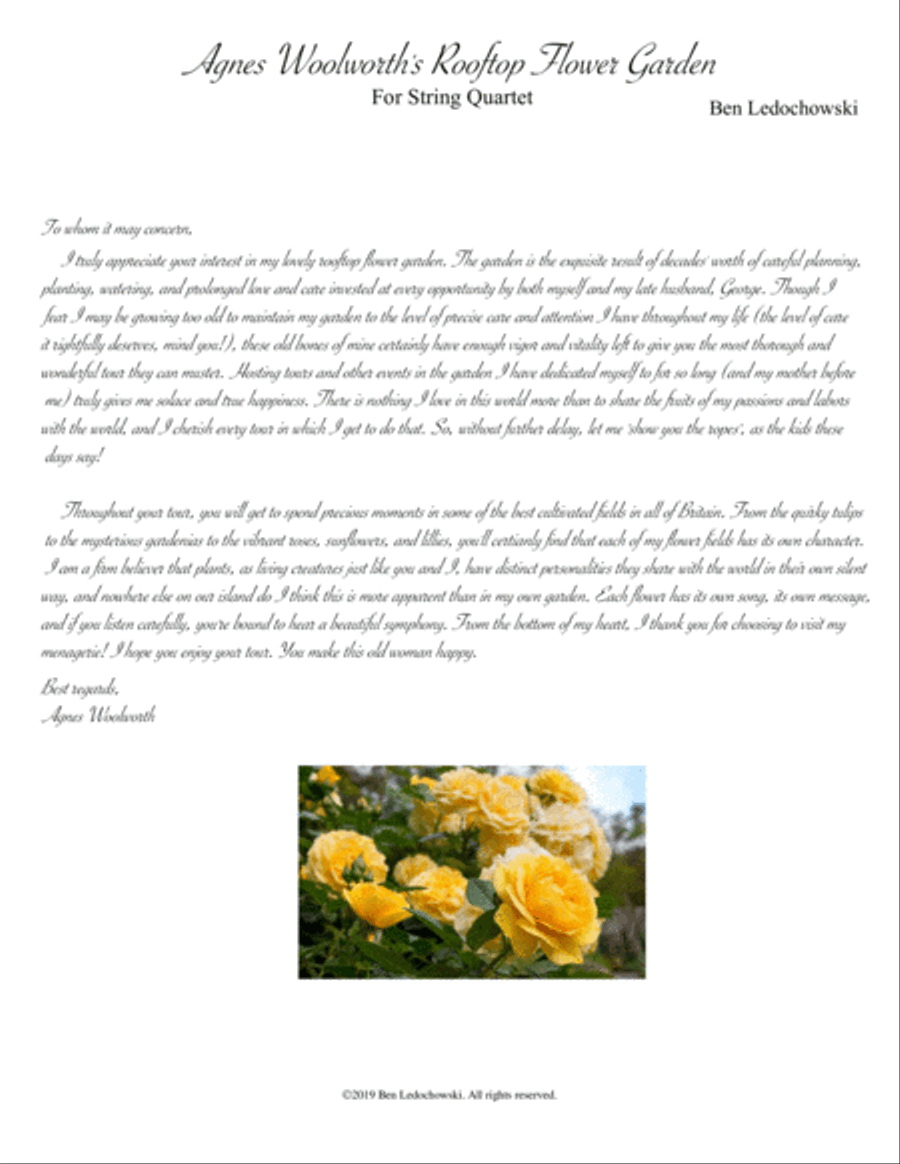 Agnes Woolworth's Rooftop Flower Garden String Quartet scores gallery preview page 1