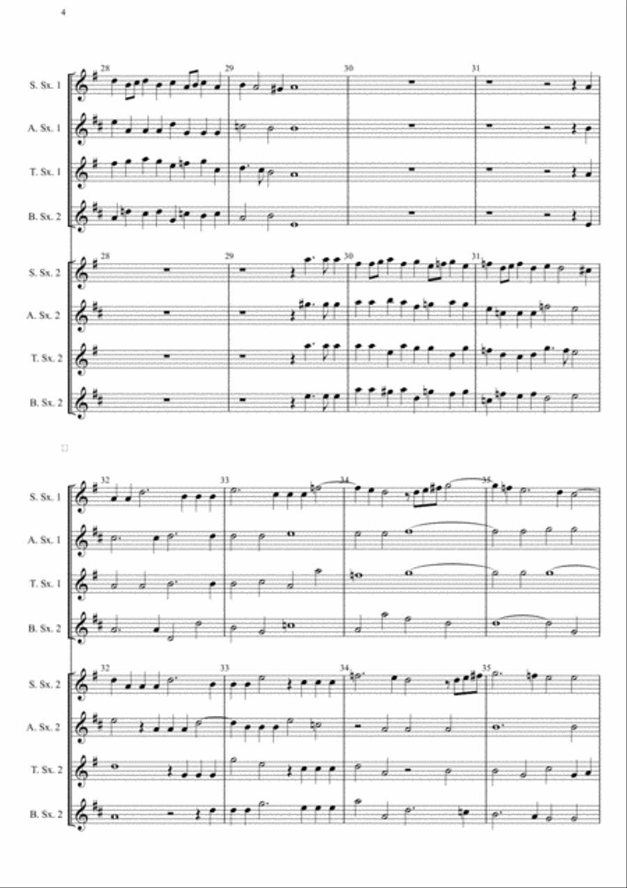 G. Gabrieli - Canzon per sonar septimi toni a 8, Ch.172, arr. for Double Sax quartet Saxophone Quartet scores gallery preview page 4