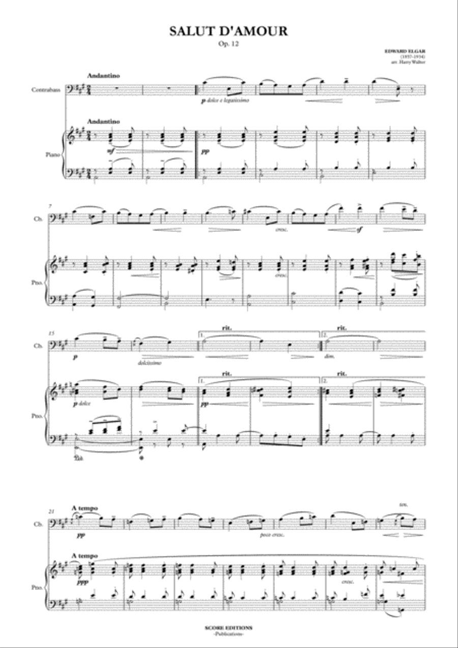 Salut D' Amour for Contrabass and Piano Salut D' Amour for Contrabass and Piano Double Bass scores gallery preview page 3