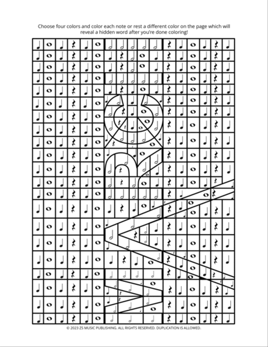 MONTHS OF THE YEAR - Hidden Word Music Coloring Sheet Set Piano Method scores gallery preview page 5