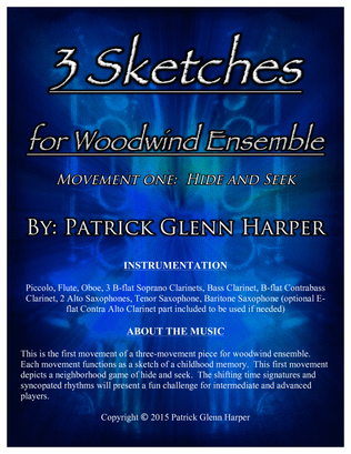 Book cover for 3 Sketches for Woodwind Ensemble: Movement 1 - Hide and Seek