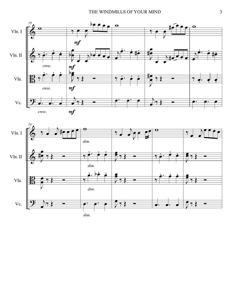The Windmills Of Your Mind The Windmills Of Your Mind String Quartet scores gallery preview page 5