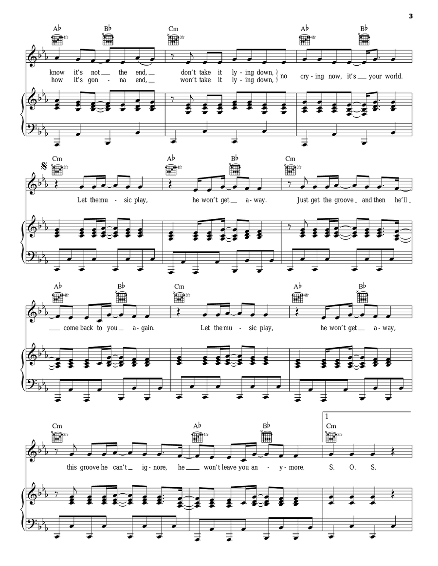S.O.S. (Let The Music Play) Piano, Vocal, Guitar scores gallery preview page 3