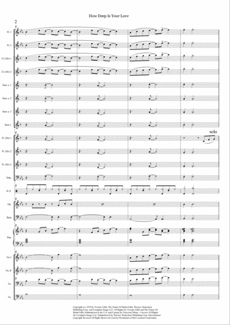 How Deep Is Your Love from the Motion Picture SATURDAY NIGHT FEVER Large Ensemble scores gallery preview page 3