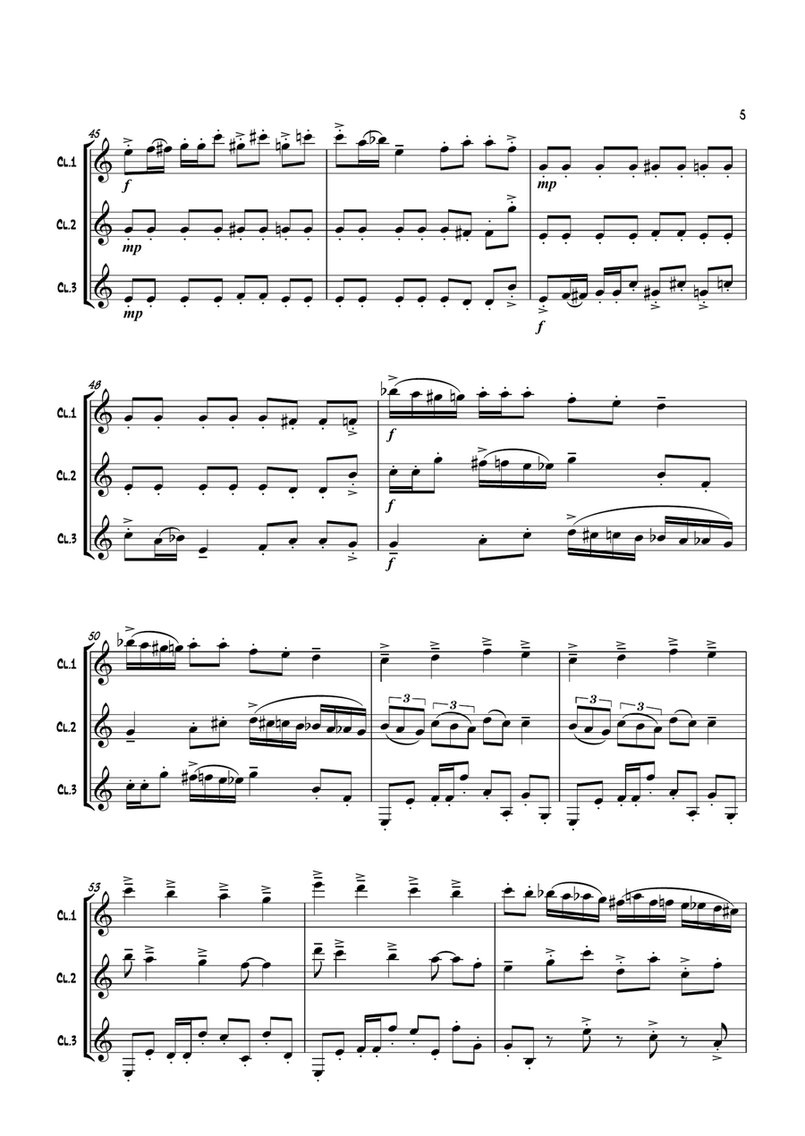 'Fughetta' by Stephen Davies for Clarinet Trio Clarinet Trio scores gallery preview page 5