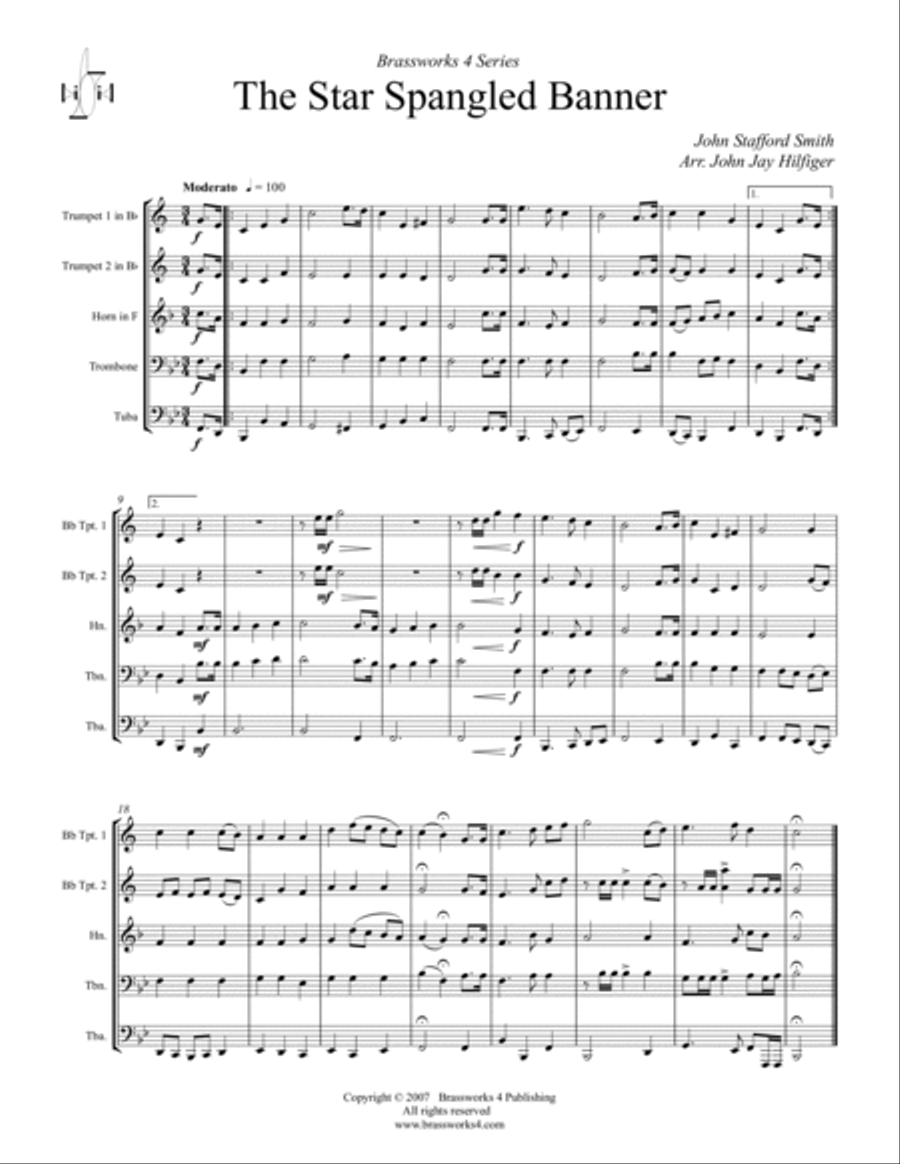 The Star Spangled Banner Brass Quintet scores gallery preview page 2