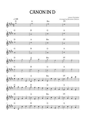 Pachelbel Canon in D • clarinet sheet music with chords