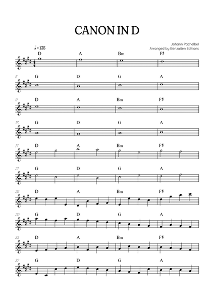 Pachelbel Canon in D • clarinet sheet music with chords image number null