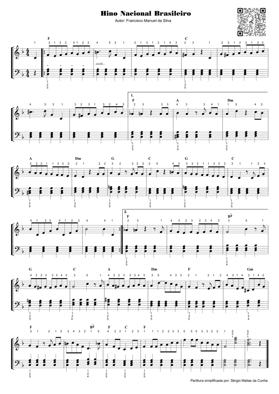Hino Nacional Brasileiro Piano Method scores gallery preview page 1