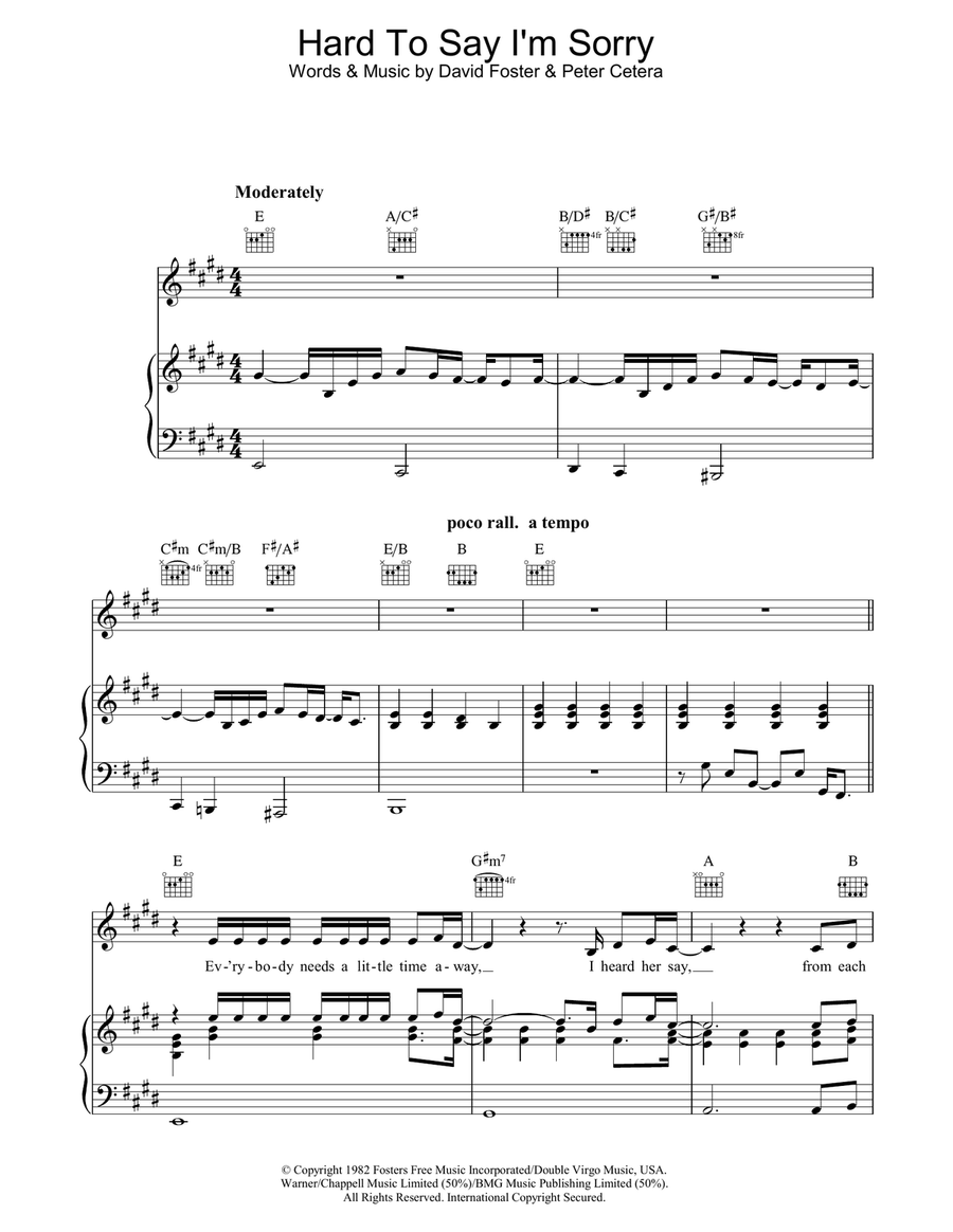 Hard To Say I'm Sorry Acoustic Guitar scores gallery preview page 1