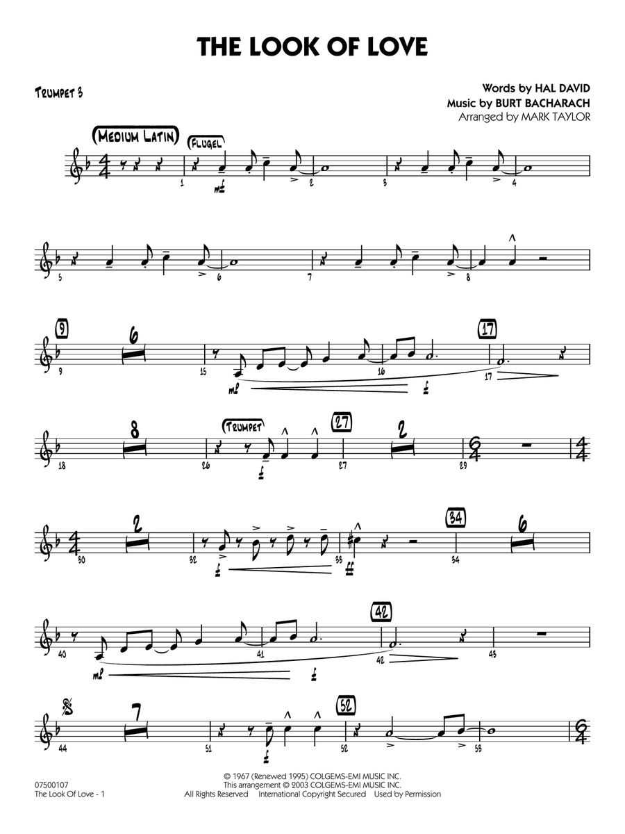 The Look of Love (arr. Mark Taylor) - Trumpet 3