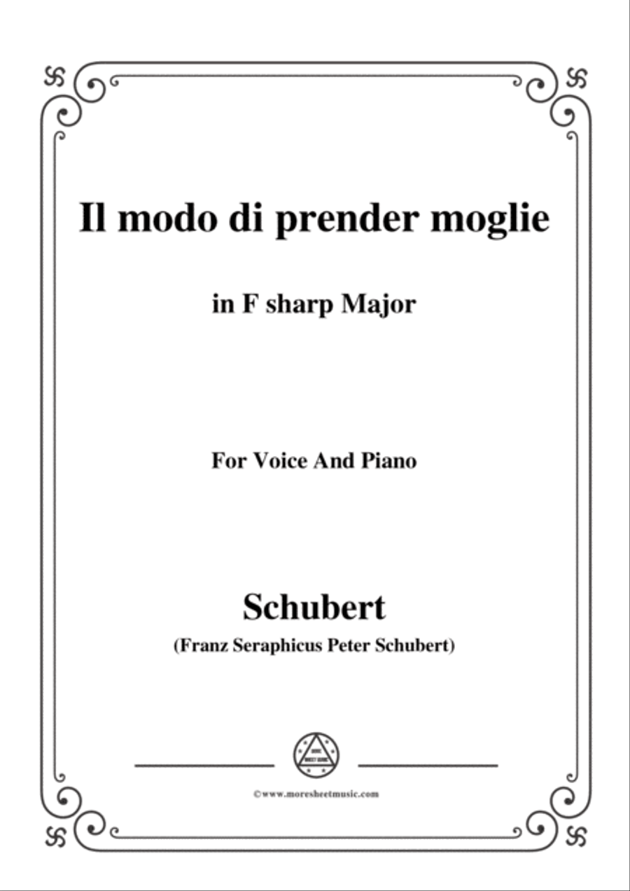 Schubert-Il modo di prender moglie,Op.83 No.3,in F sharp Major,for Voice&Piano Voice scores gallery preview page 1