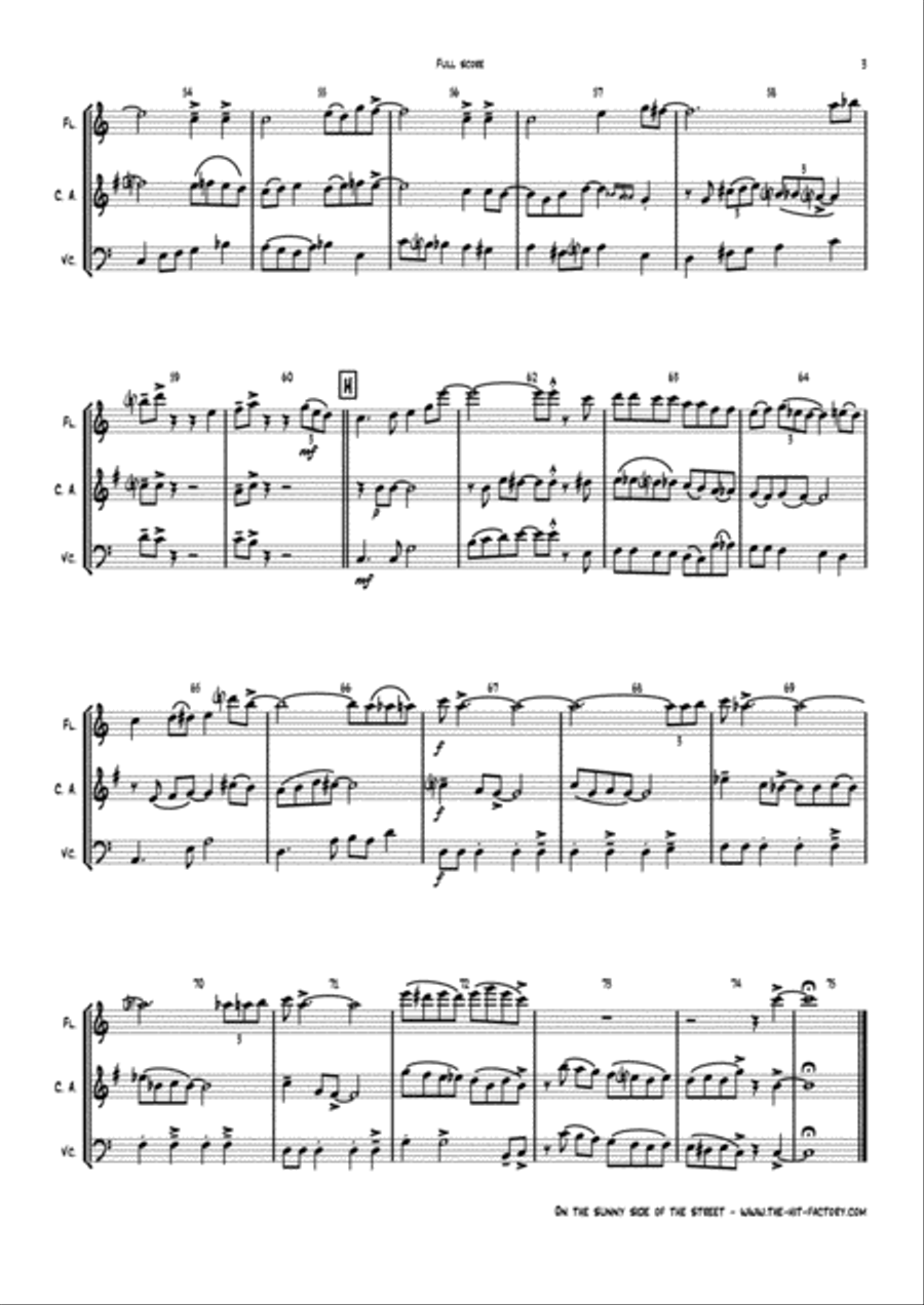On The Sunny Side Of The Street Woodwind Quartet scores gallery preview page 3