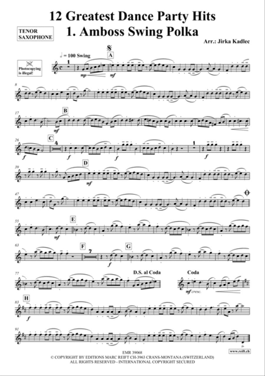 12 Greatest Dance Party Hits Tenor Saxophone scores gallery preview page 2