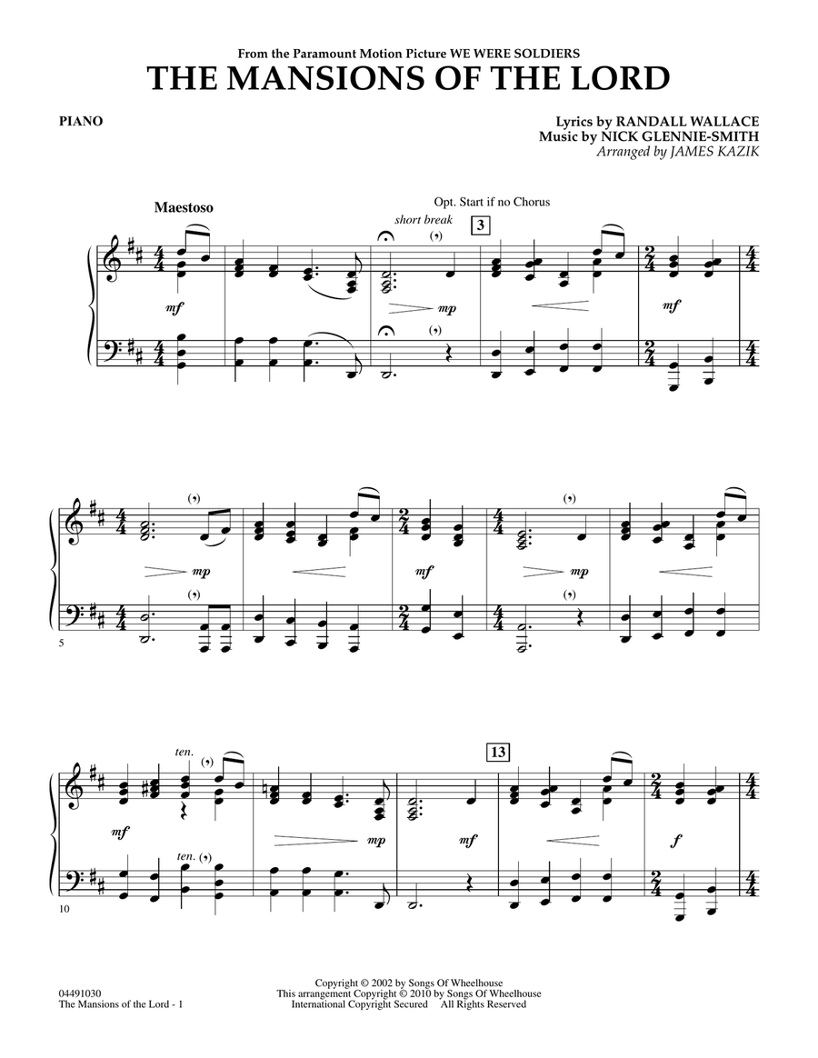 The Mansions Of The Lord (from We Were Soldiers) - Piano Orchestra scores gallery preview page 1