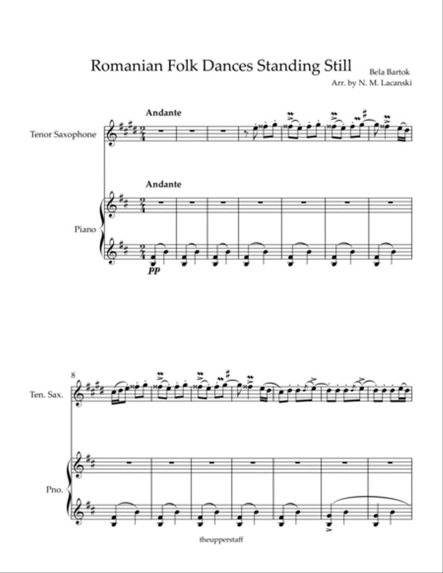 Romanian Folk Dances Standing Still Tenor Saxophone scores gallery preview page 2