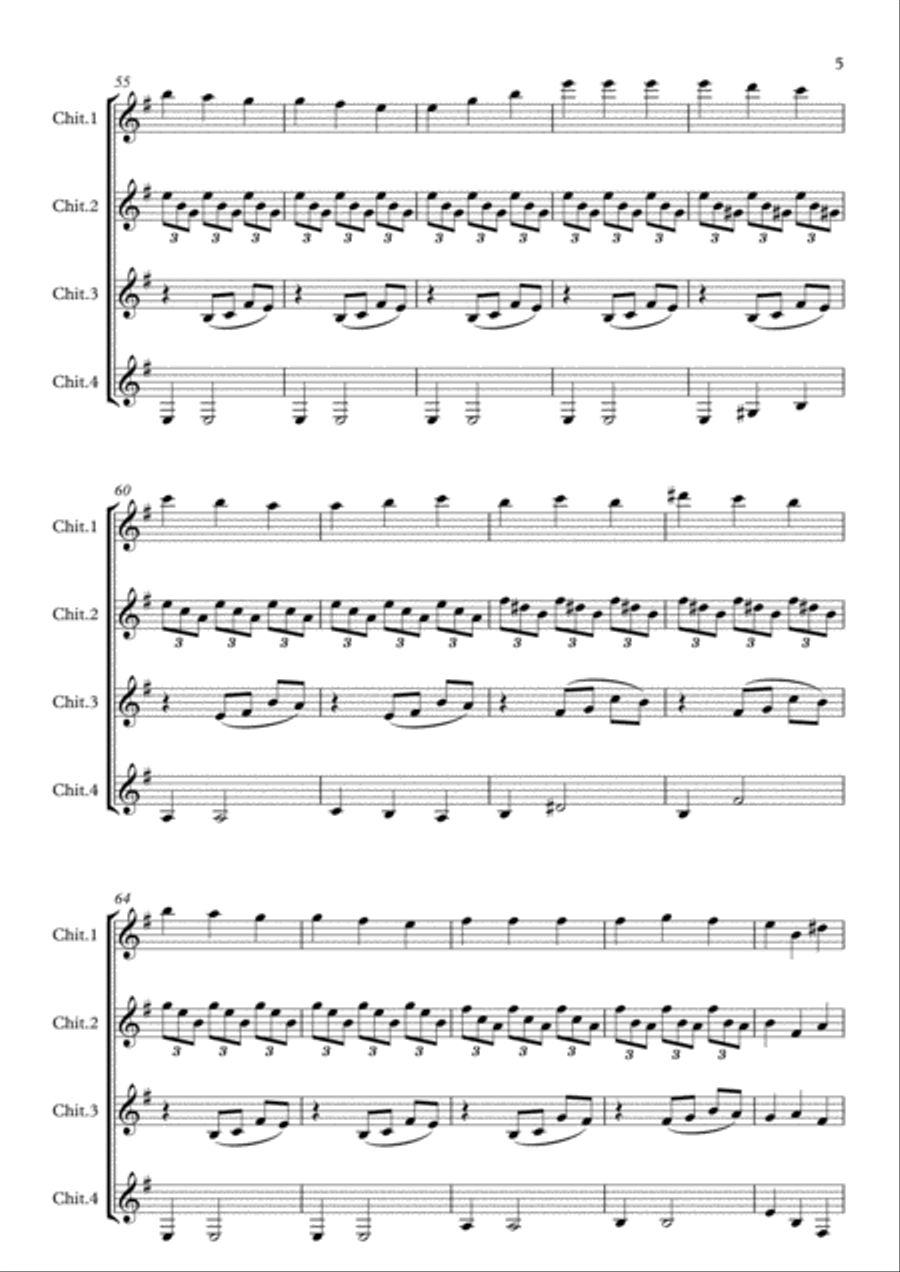 Romanza (or Jeux Interdits) (guitar ensemble) - Score Only Guitar Ensemble scores gallery preview page 5