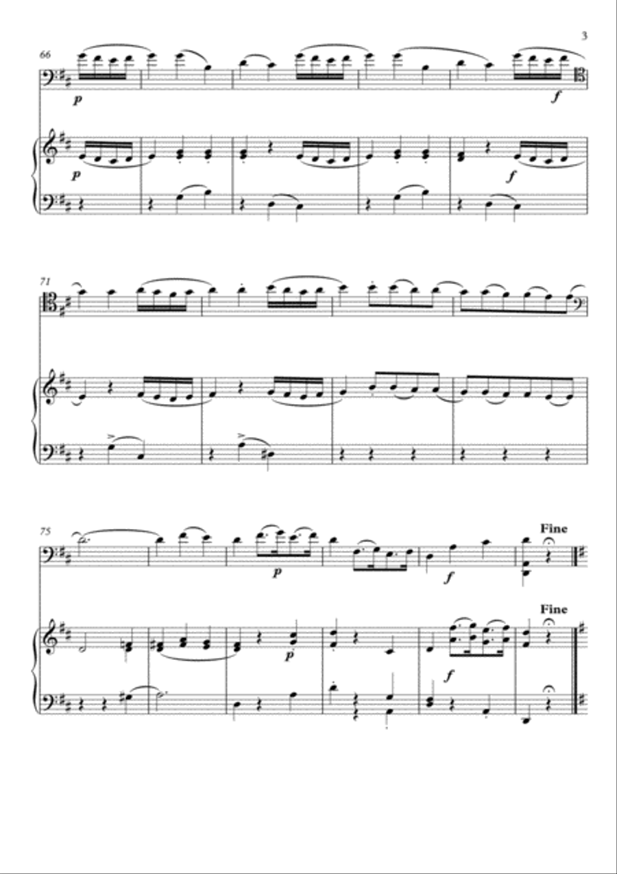 Minuet K575 Mozart Cello Piano duet Cello Solo scores gallery preview page 3