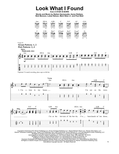 Everywhere You Look (Full House) Guitar Chord Chart - CApo 4th Simplified