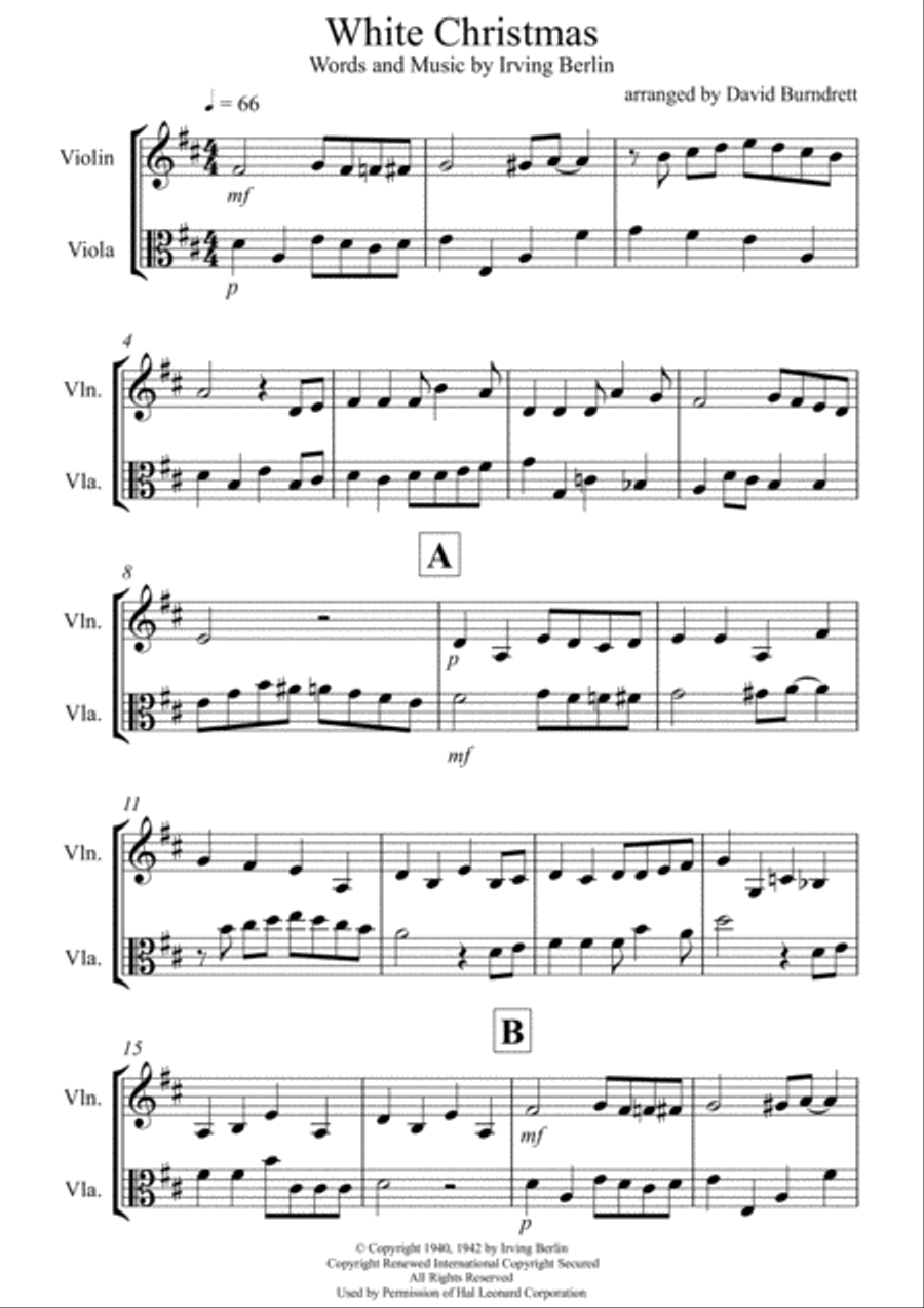 White Christmas String Duet scores gallery preview page 1
