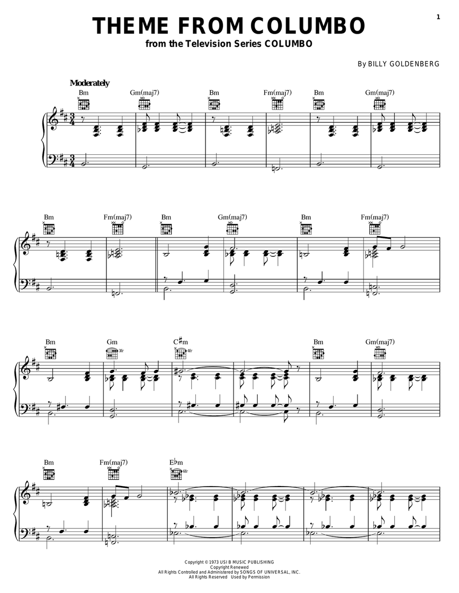 Theme From Columbo Piano Solo scores gallery preview page 1