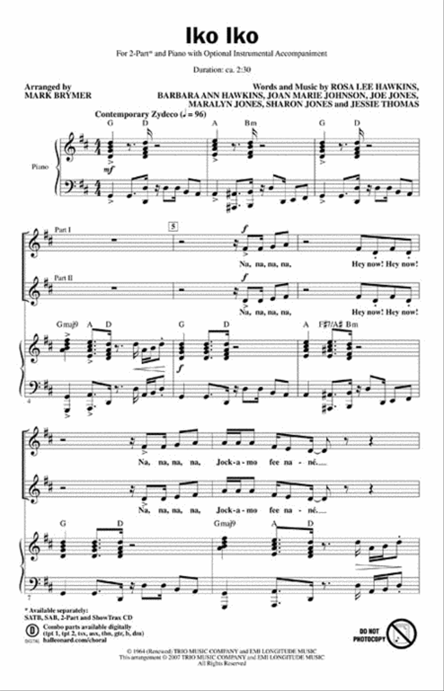 Iko Iko Iko Iko 2-Part scores gallery preview page 2