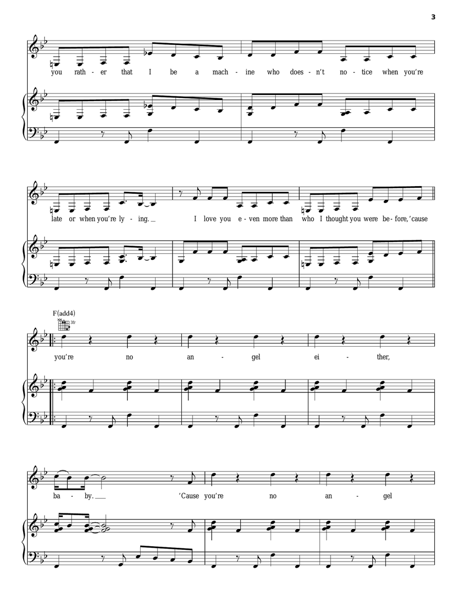 No Angel No Angel Piano, Vocal, Guitar scores gallery preview page 3