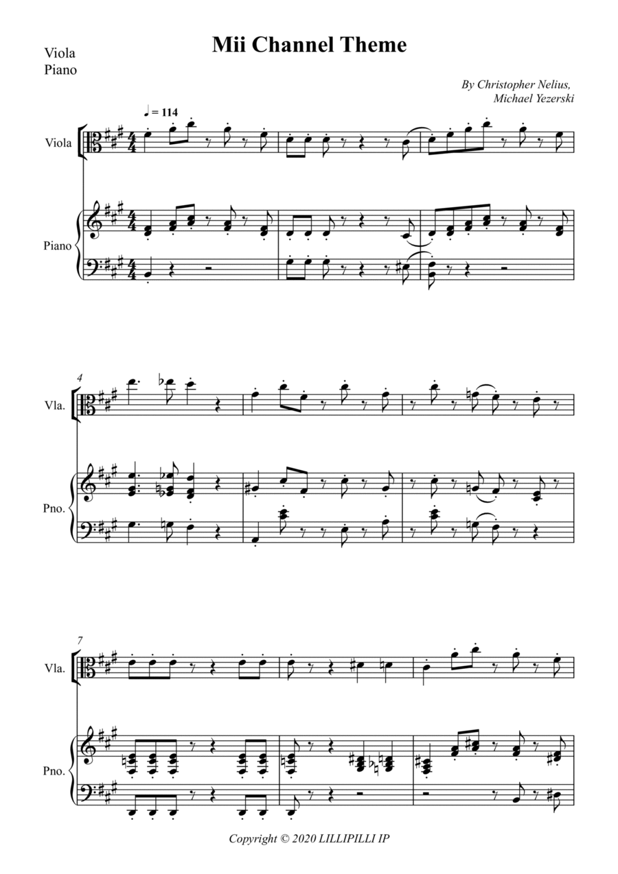 Mii Channel Theme Viola scores gallery preview page 1