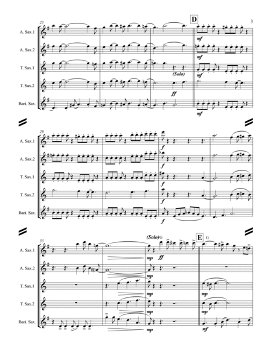 Blue Christmas Saxophone Quintet scores gallery preview page 4