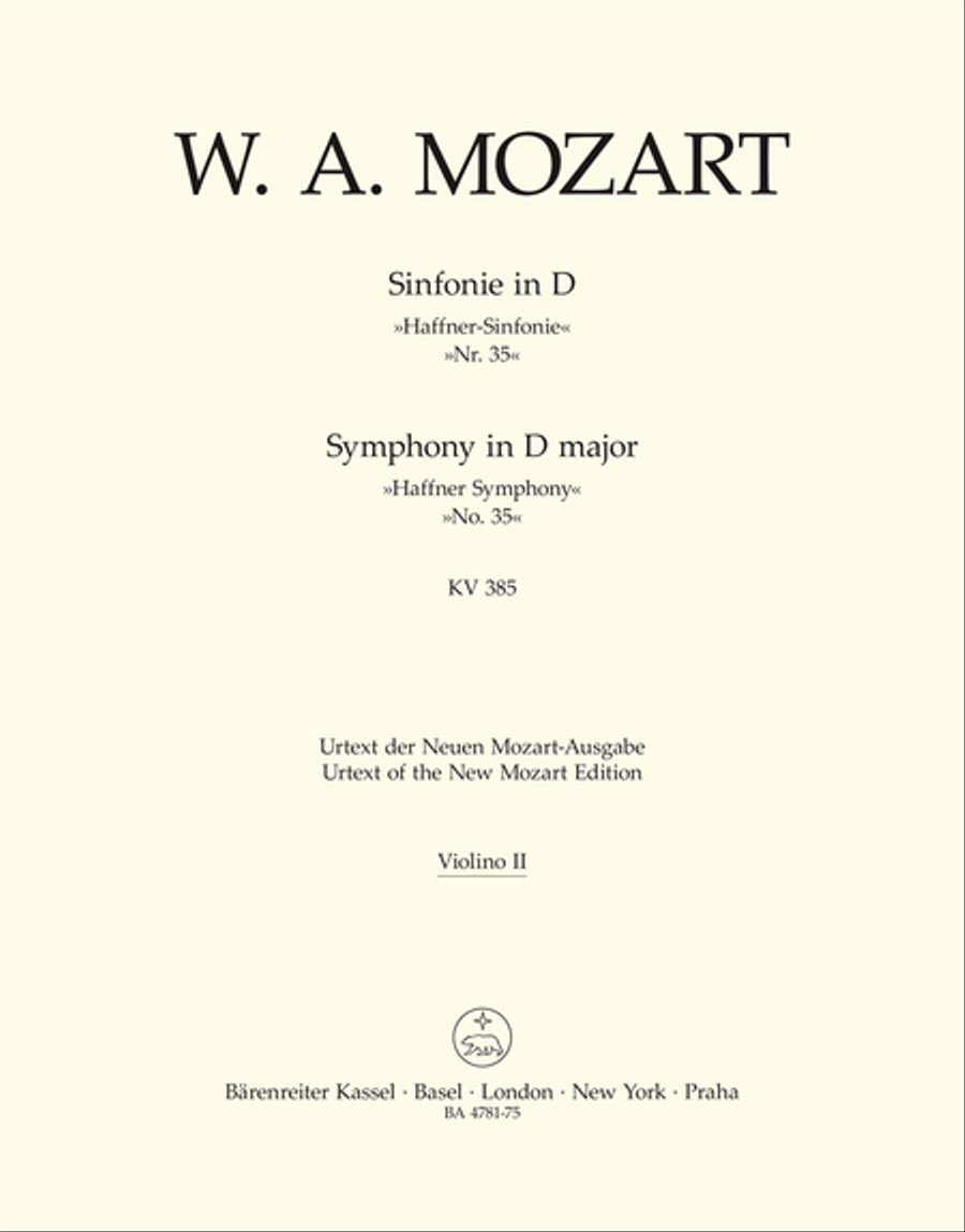 Symphony, No. 35 D major, KV 385 'Haffner Symphony' Violin scores gallery preview page 1