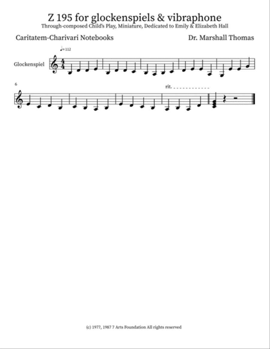 Z 195 for glockenspiels & vibraphone Glockenspiel scores gallery preview page 3