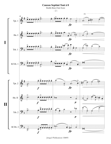 Gabrieli: Canzon Septimi Toni Ch. 172 for Double Brass Choir image number null