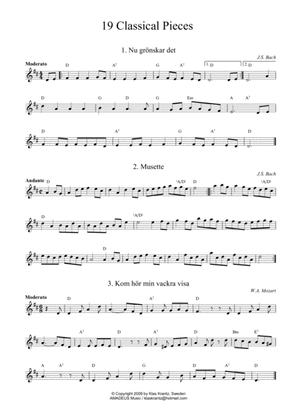 Book cover for Famous classical pieces, lead sheet with guitar chords