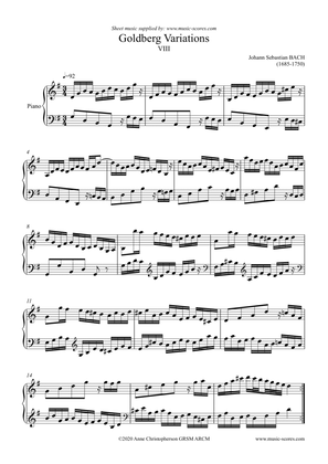 8th Variation from Goldberg Variations - with written out ornamentation - Piano