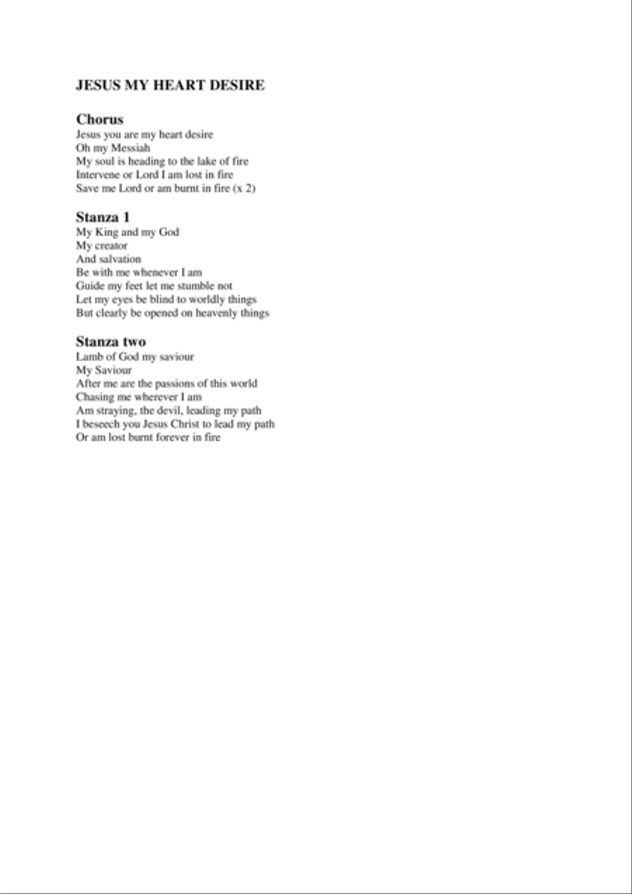 Jesus my Heart Desire Choir scores gallery preview page 1