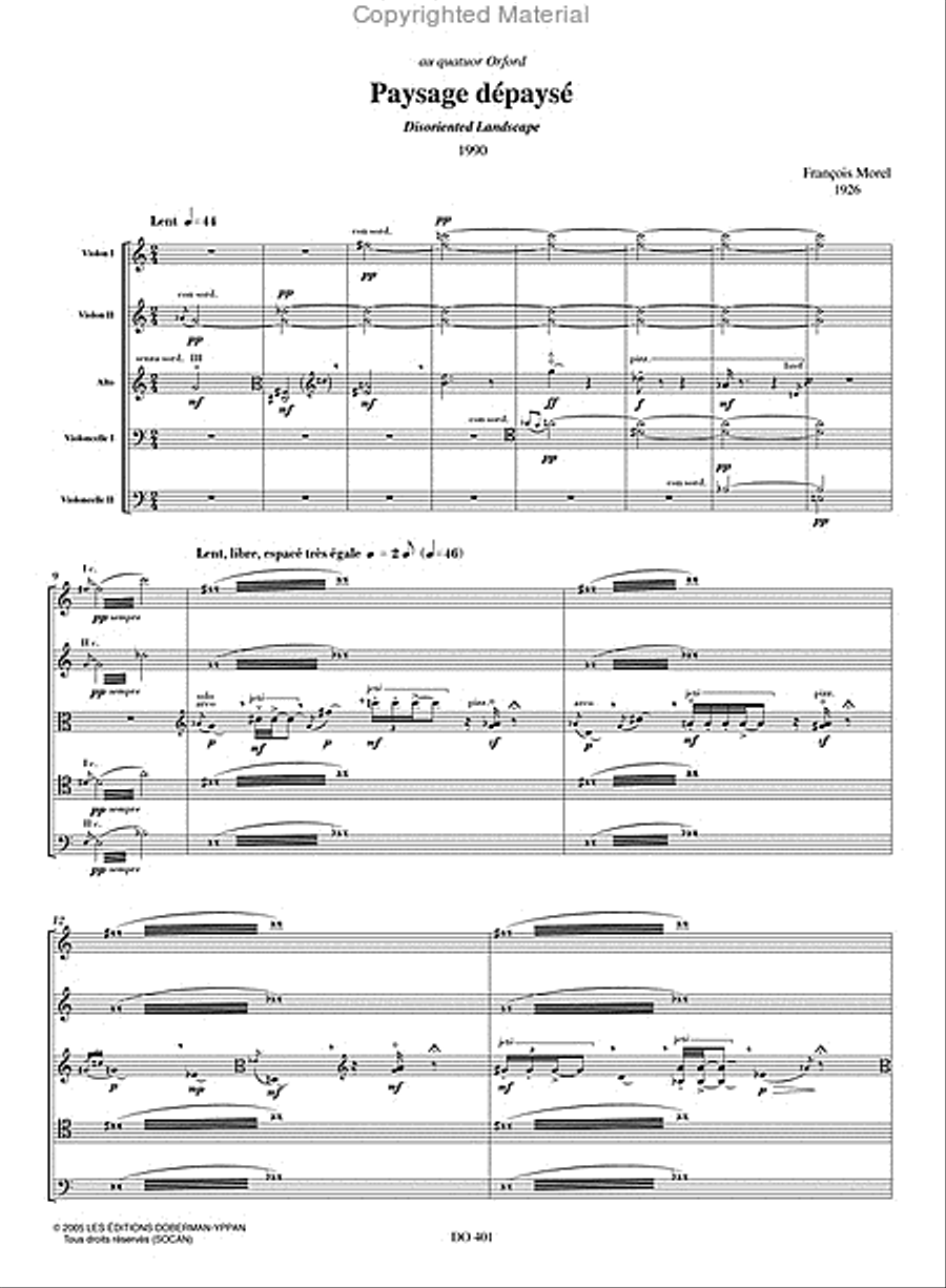 Paysage dépaysé (2 vlns, vla, 2 cello) Cello scores gallery preview page 2
