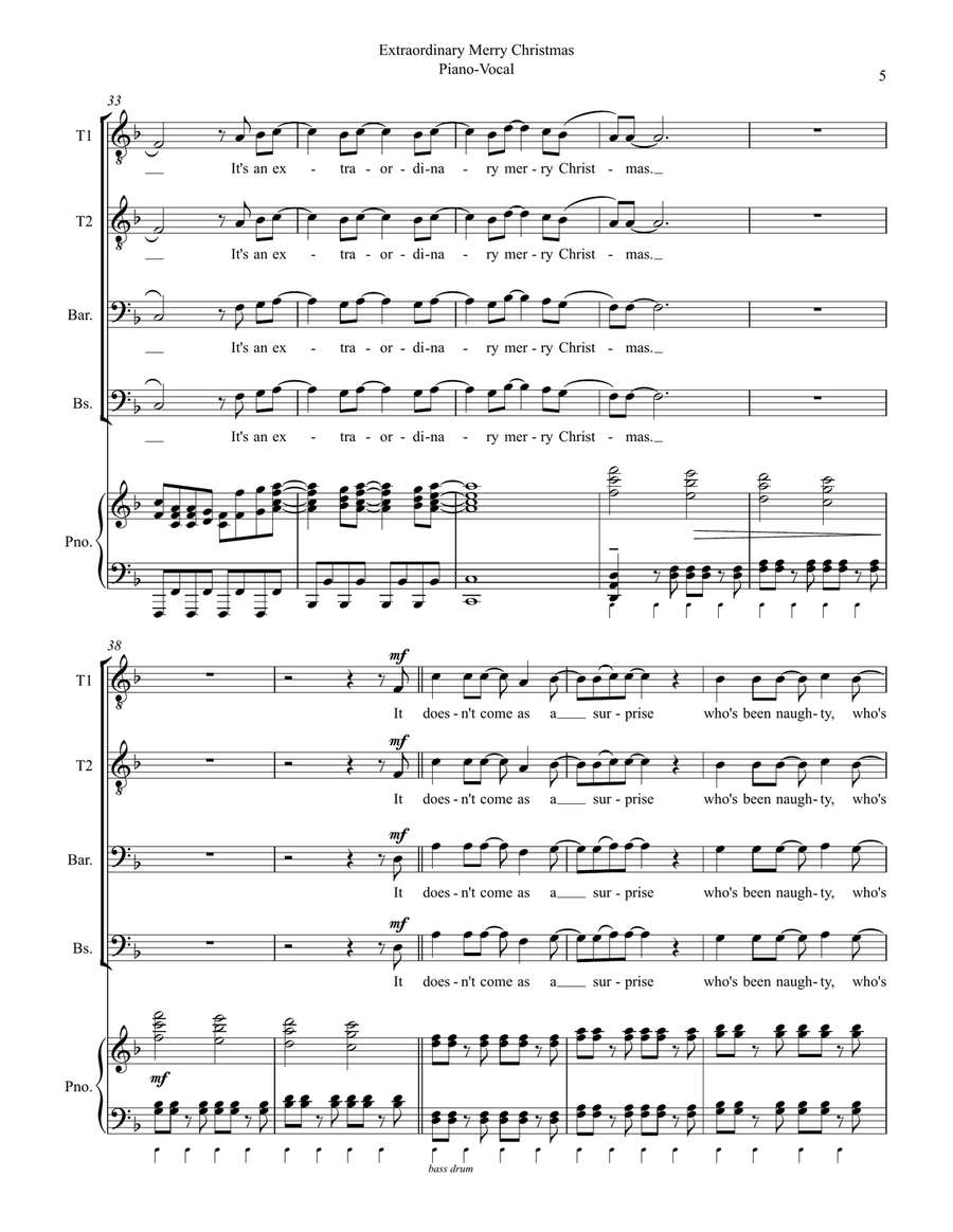 Extraordinary Merry Christmas TTBB scores gallery preview page 5