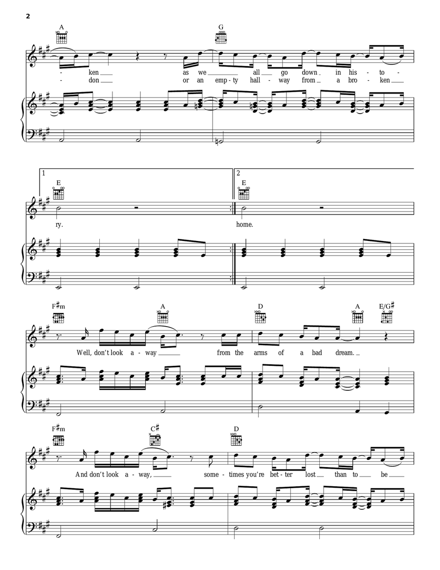 The Forgotten Piano, Vocal, Guitar scores gallery preview page 2