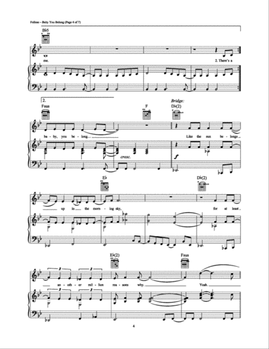 Baby You Belong Piano, Vocal, Guitar scores gallery preview page 4