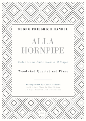 Alla Hornpipe by Handel - Woodwind Quartet and Piano (Full Score) - Score Only