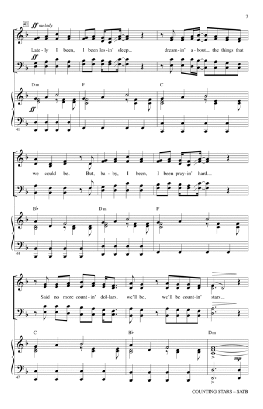 Counting Stars (arr. Mark Brymer) 4-Part scores gallery preview page 6