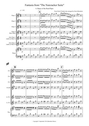 Dance of the Reed Pipes (Fantasia from Nutcracker) for Flute Quartet
