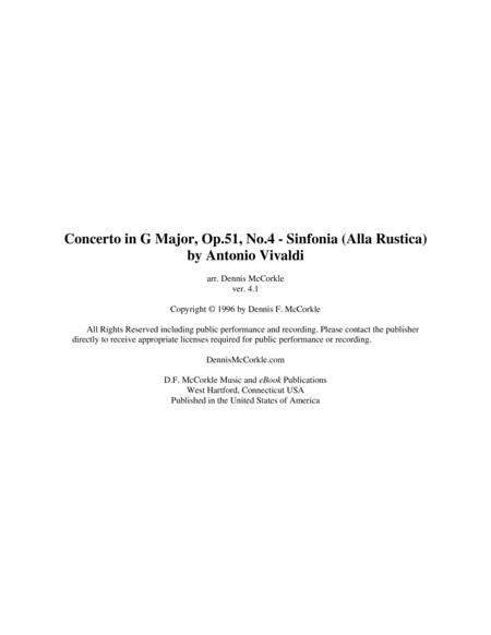 Concerto in G Major, Op.51, No.4 - Sinfonia (Alla Rustica)