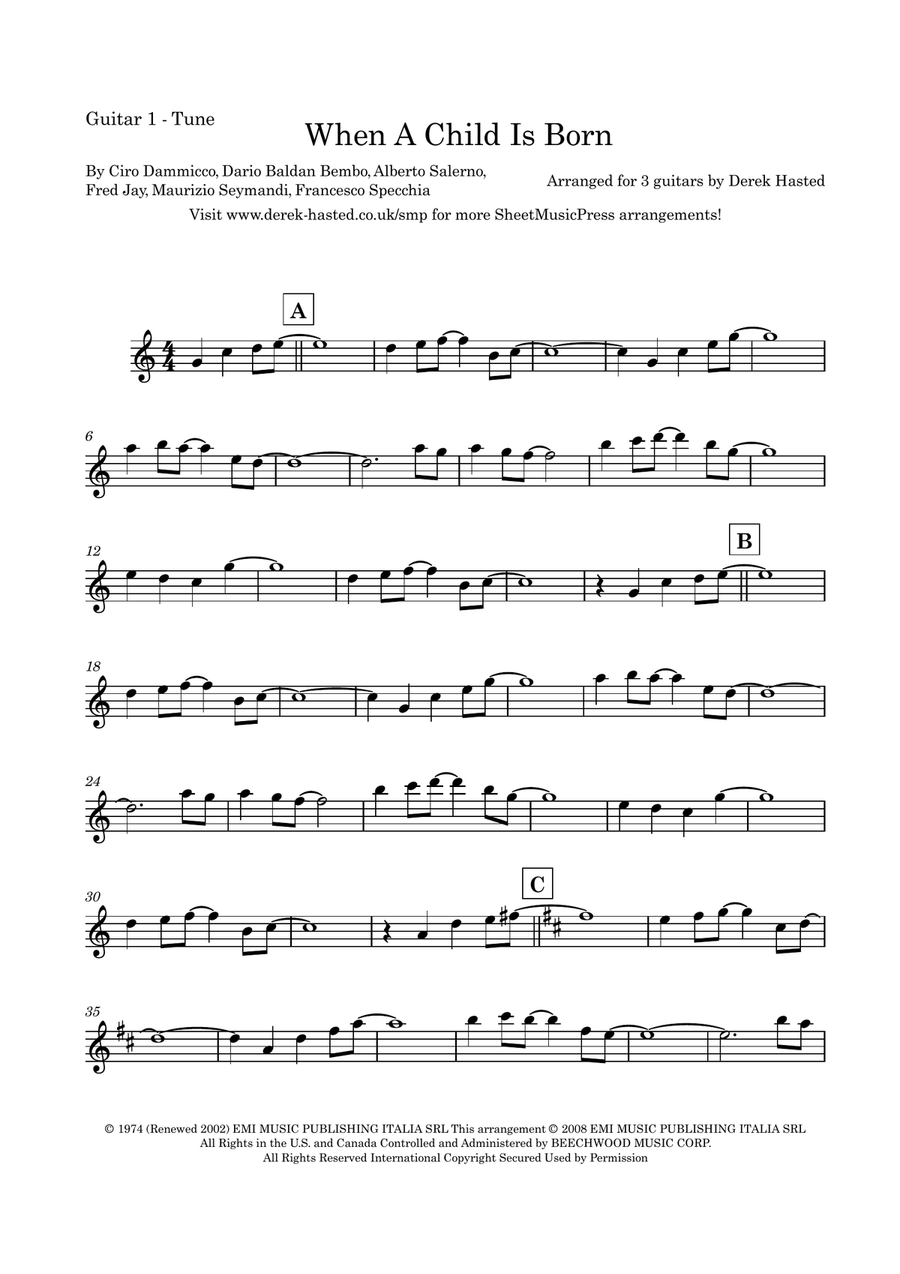 When A Child Is Born Guitar Ensemble scores gallery preview page 4