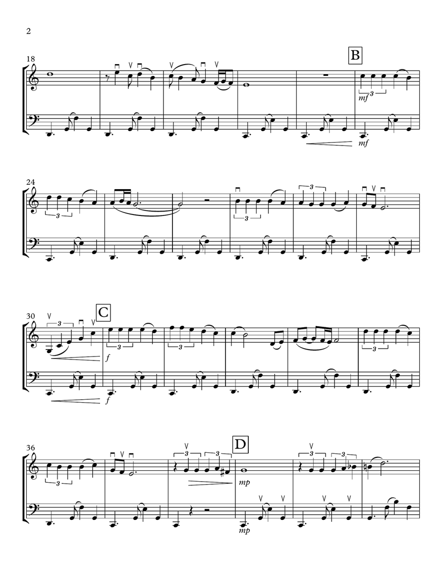 La Paloma - Violin & Cello Duet - Sebastien Yradier arr. Cellobat String Duet scores gallery preview page 2