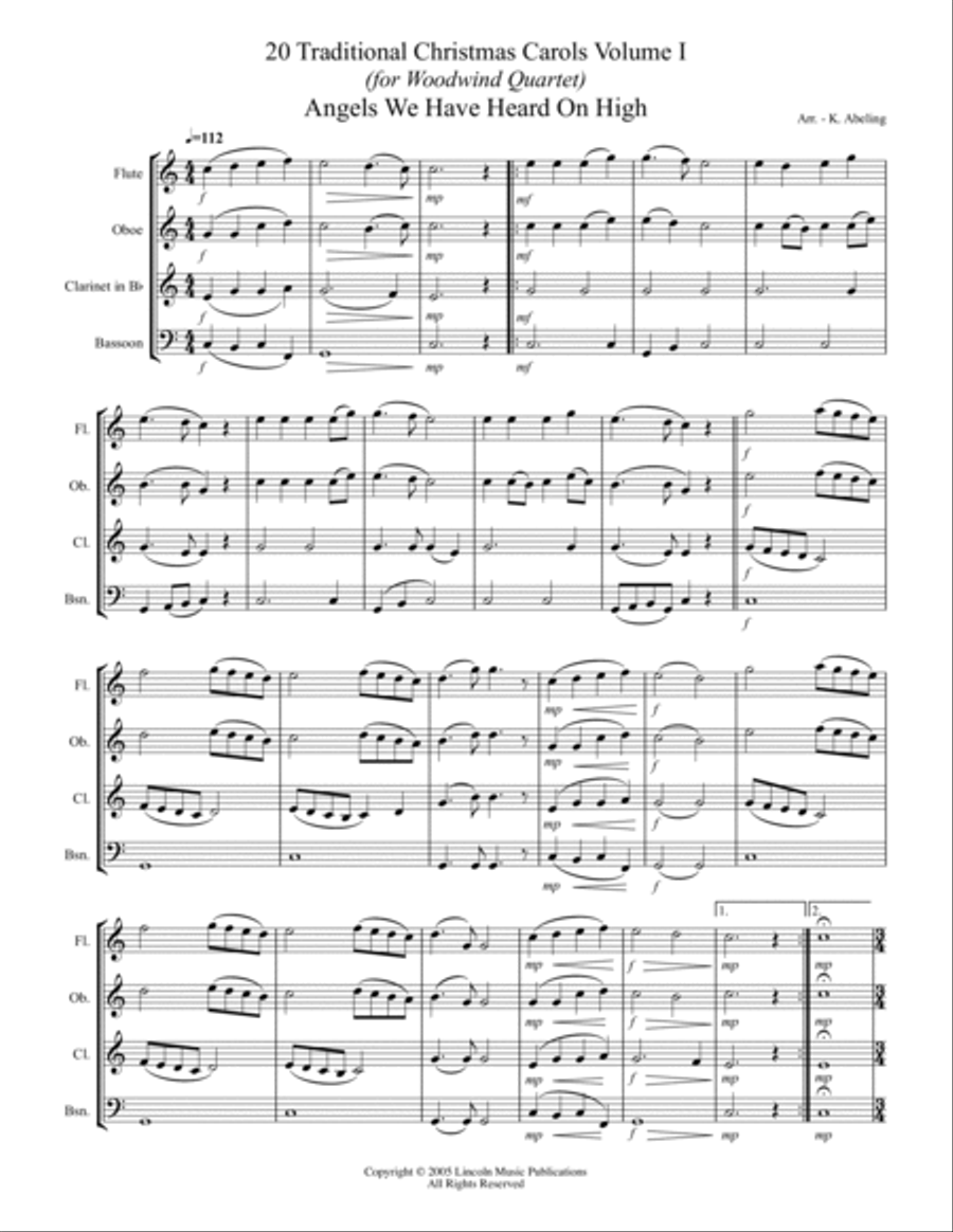 20 Traditional Christmas Carols Volume I (for Woodwind Quartet) Woodwind Quartet scores gallery preview page 2