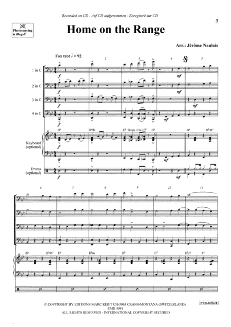 Home on the Range Trombone Quartet scores gallery preview page 3